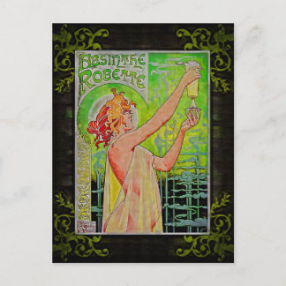 Cartão Postal Única Vintage Absinthe Green Fairy