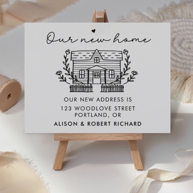 Cartão Postal Único Nosso Novo Anúncio de Movimentação de Novo E (our new home announcement card)