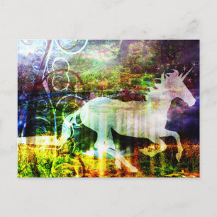 Cartão postal Unicorn bonito Fantasy Land Fairy T