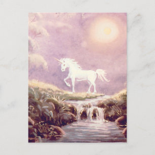 Cartão Postal UNICORN BRANCO por SHARON SHARPE