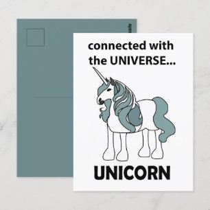 Cartão Postal Unicorn Conectado Com O Universo Unicorn