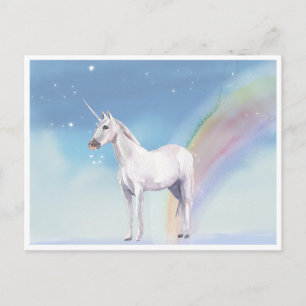 Cartão postal Unicorn e Rainbow Starry Heavens