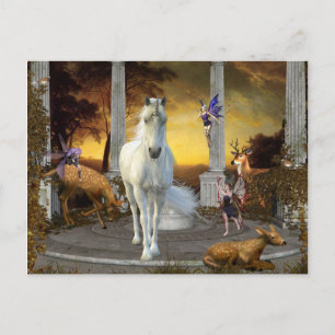 Cartão Postal Unicorn Fairy Fantasy Deer Landscape