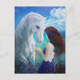 Cartão Postal Unicorn Fairy Tale Fantasy Art