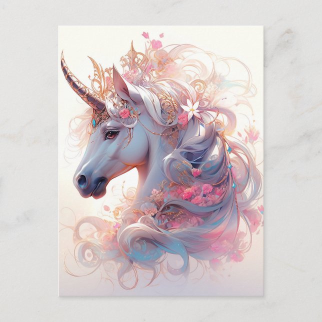 Cartão Postal Unicorn Fantasy Art (Frente)