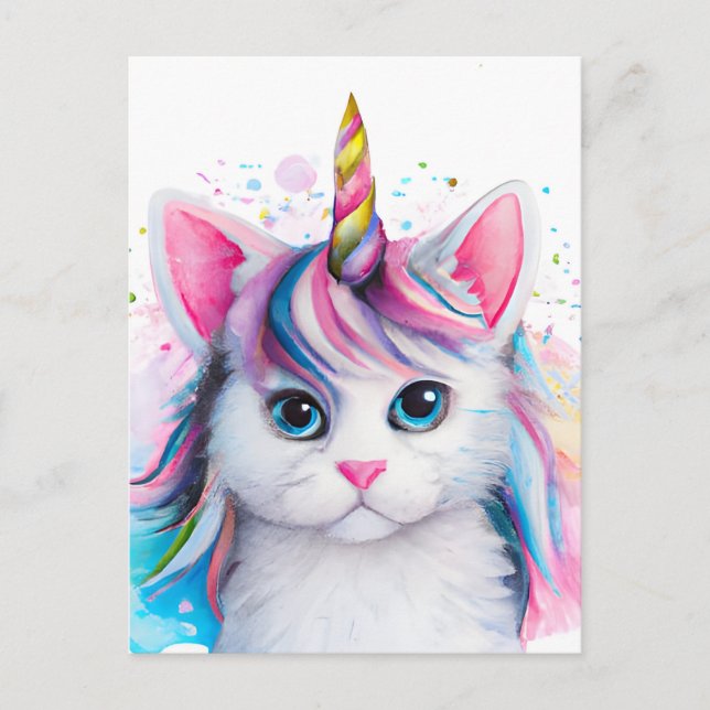 Cartão Postal Unicorn Kitten (Frente)
