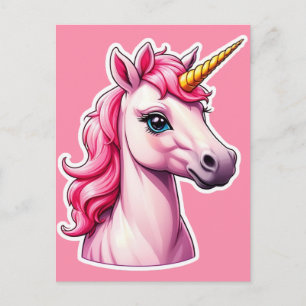 Cartão Postal Unicorn Pink Fantasy