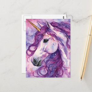 Cartão Postal Unicorn Purple Mane