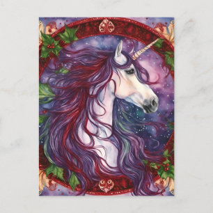 Cartão Postal Unicorn Purple Mane Natal