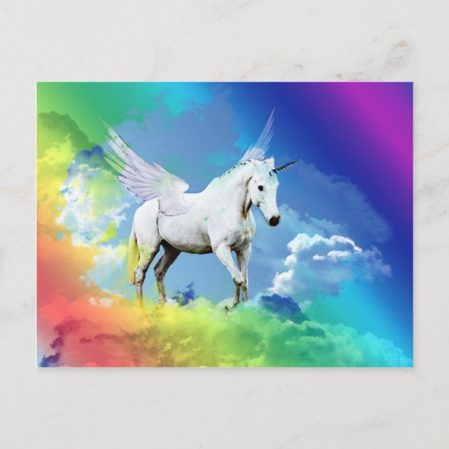 Cartão Postal Unicorn Rainbow (Frente)