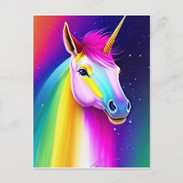 Cartão postal Unicorn Rainbow Horse (Frente)