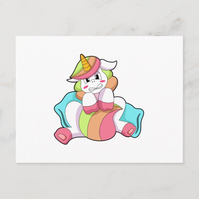 Cartão Postal Unicorn Shy with Pillow (Frente)