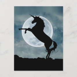Cartão Postal Unicorn Silhouette Full Moon Night Sky