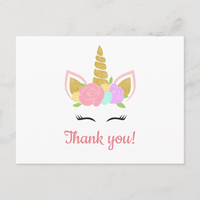 Cartão Postal Unicorn Thank You Postcard (Frente)