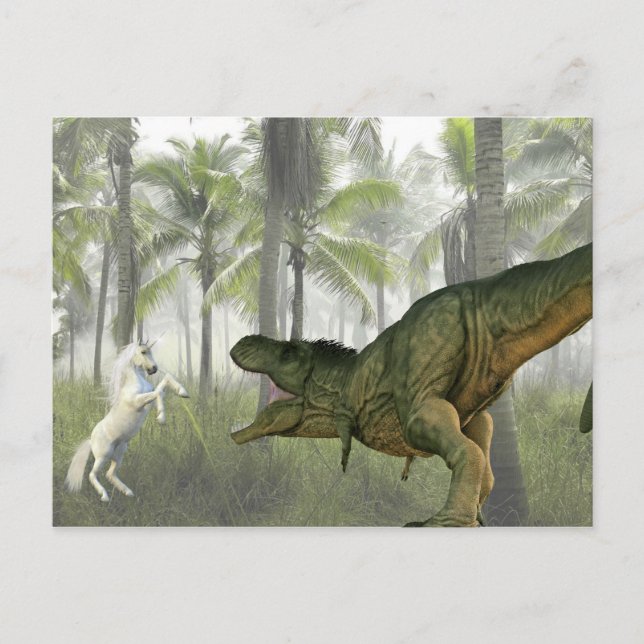 Cartão Postal Unicorn Tyrannosaurus Dinosaur (Frente)