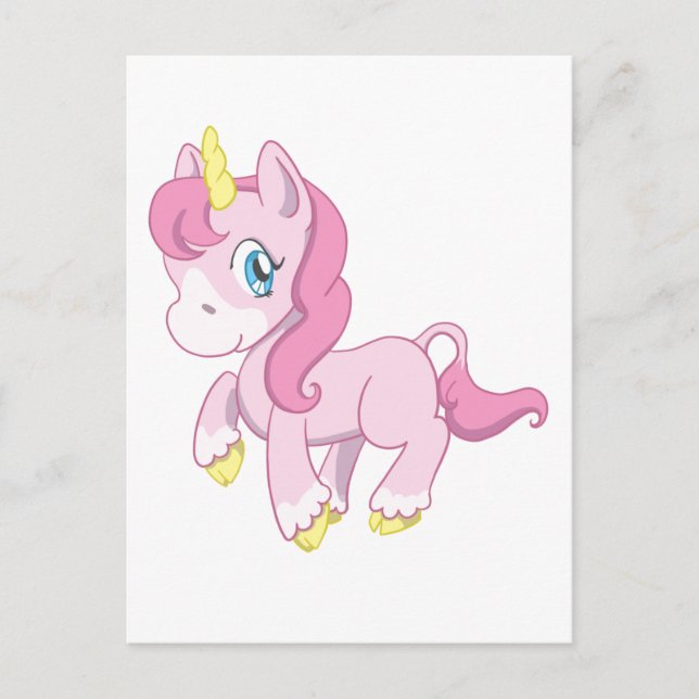 Cartão Postal Unicórnio Cor-de-Rosa (Frente)
