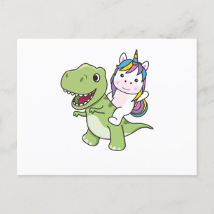 Cartão Postal Unicórnio Difunde Trex Cute Dinossaur Com Unicórni