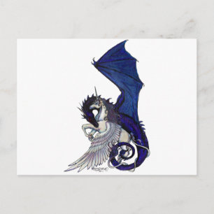 Cartão Postal unicórnio e dragão WINGED