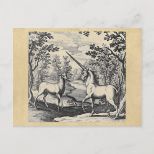 Cartão Postal Unicórnio e Stag