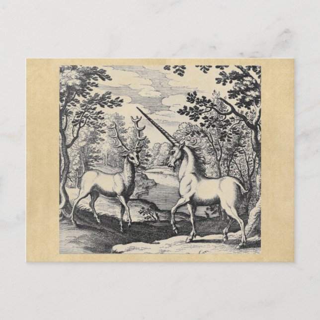 Cartão Postal Unicórnio e Stag (Frente)