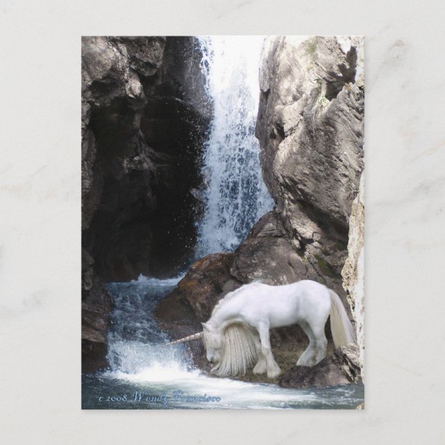 Cartão Postal Unicórnio e Waterfall (Frente)