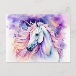 Cartão Postal Unicórnio Elegante Boho Aquarela