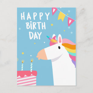 Cartão Postal Unicórnio Feliz Aniversário