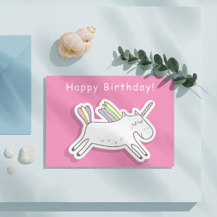 Cartão Postal Unicórnio Fofo - Aniversário de Meninas
