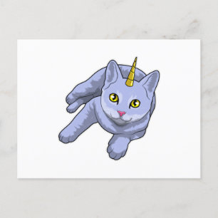 Cartão Postal Unicórnio Gato