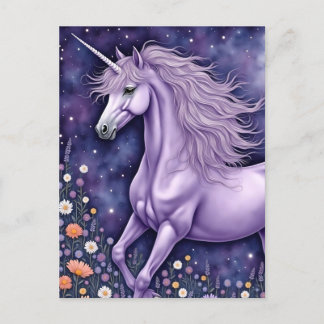 Cartão Postal Unicórnio Roxo