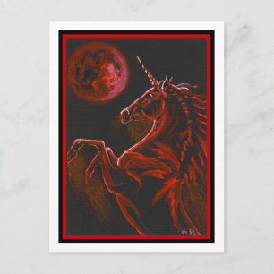 Cartão Postal Unicórnio Vermelho