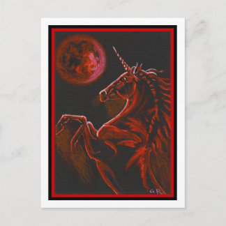 Cartão Postal Unicórnio Vermelho