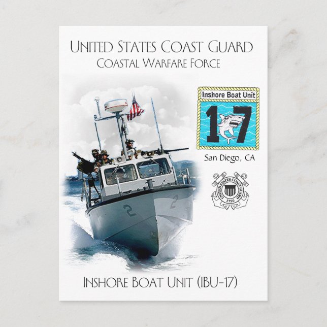 Cartão Postal Unidade de Barcos Costeiros USCG IBU-17 (Frente)