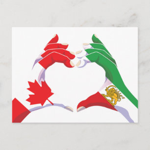 Cartão Postal Unidade Iraniana Canadense Coração com Leão e Sol