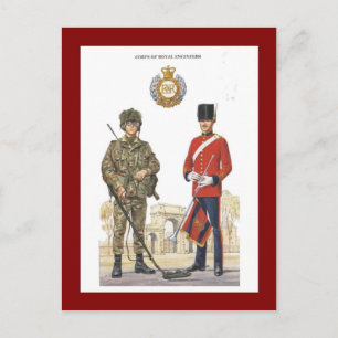 Cartão Postal Uniformes Militares Vintage, Engenheiros Reais