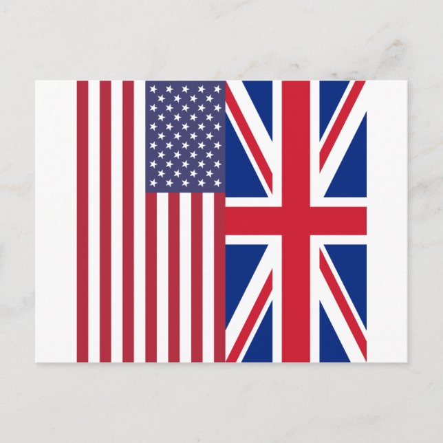 Cartão Postal Union Jack e os sinalizadores dos Estados Unidos d (Frente)