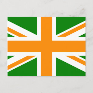 Cartão Postal Union Jack verde e laranja