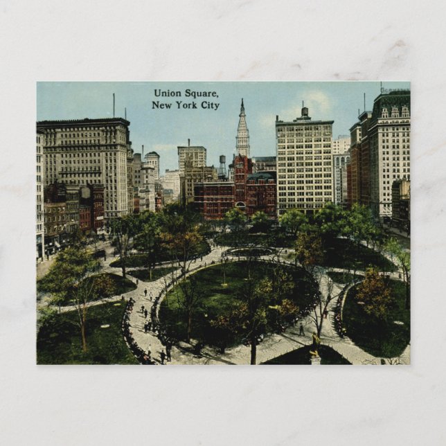 Cartão Postal Union Square, Nova Iorque Vintage (Frente)