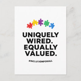 Cartão Postal Uniquely Wired Equally Valued Awareness Art