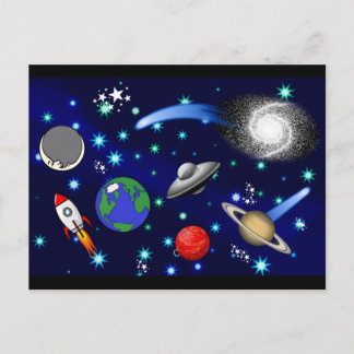 Cartão Postal Universo Galáxico - Planetas, Estrelas, Cometas, F