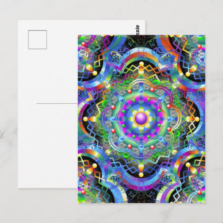 Cartão Postal Universo Mandala Cores Psicodélicas