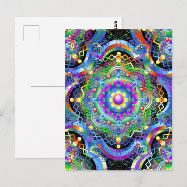 Cartão Postal Universo Mandala Cores Psicodélicas (Frente/Verso)