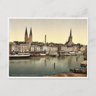 Cartão Postal Unter Trave, perto de Holsenthor, Lubeck, Alemanha