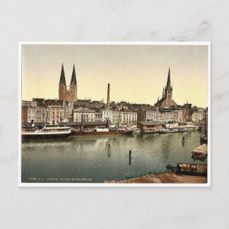 Cartão Postal Unter Trave, perto de Holsenthor, Lubeck, Alemanha