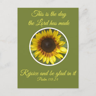 Cartão Postal Uplifting Psalm 118:24 Sunflower