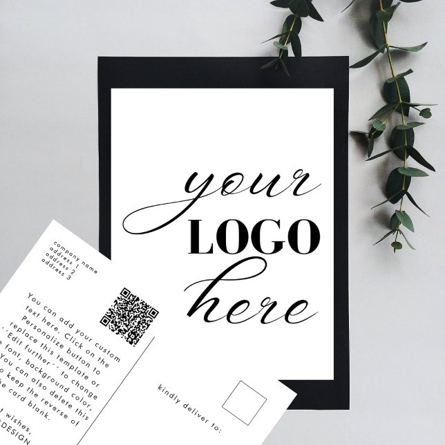 Cartão Postal Upload Your Own Design Custom Text QR Code (Criador carregado)