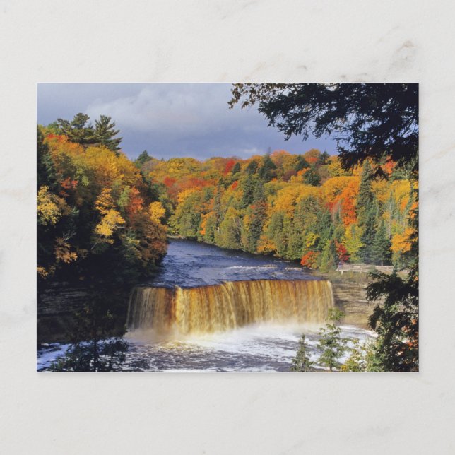 Cartão Postal Upper Tahquamenon Falls in UP Michigan no outono (Frente)