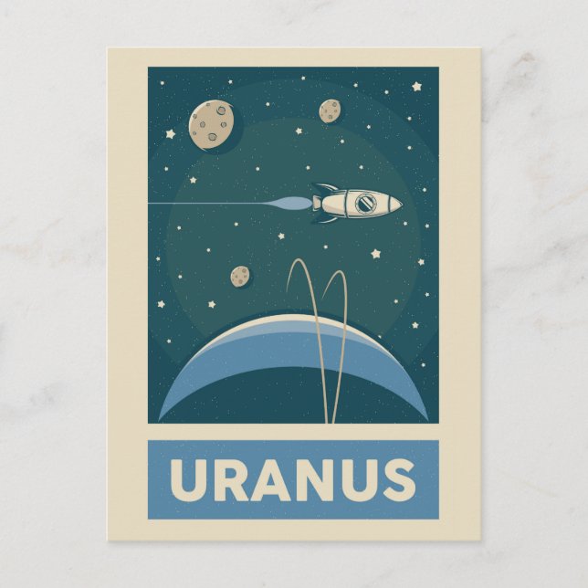 Cartão Postal Uranus Retro Galaxy Rocket (Frente)