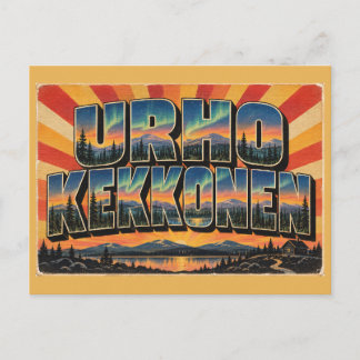 Cartão Postal Urho Kekkonen Fells Aurora Vintage Travel Art