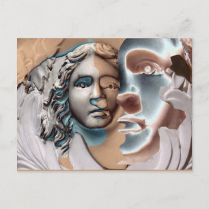 Cartão Postal Urn Face De Cobre Arte Azul